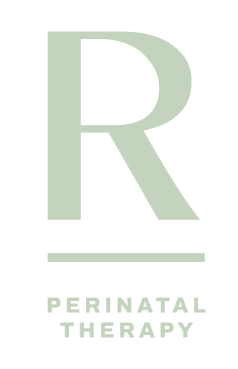 Logo with a large letter 'R' and the words 'Perinatal Therapy' beneath it.