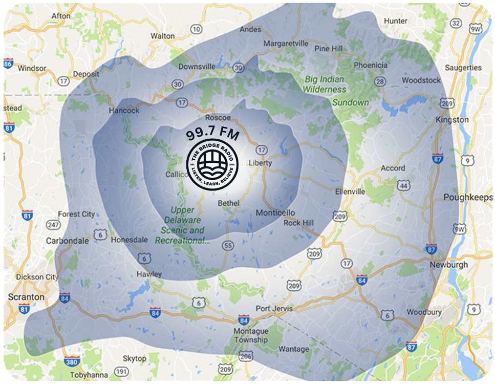99.7 FM - Sullivan / Orange Counties, NY Frequency Coverage Map