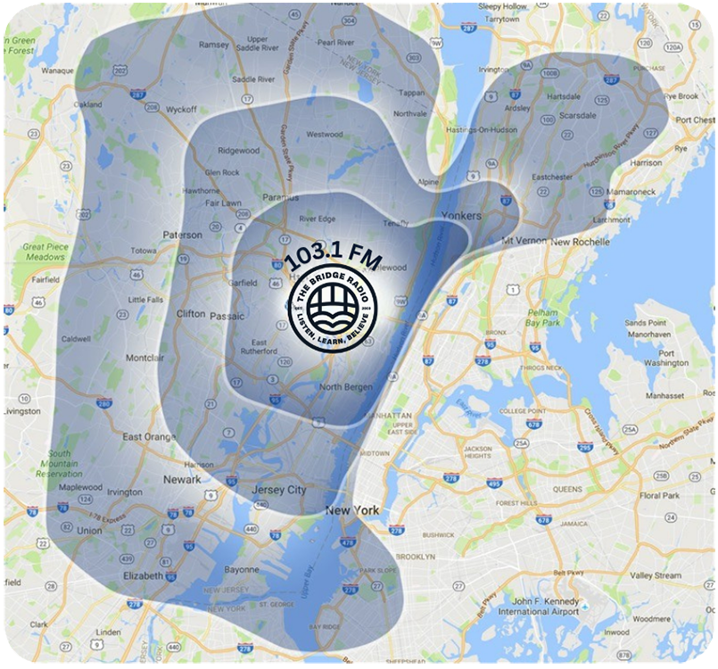 103.1 FM - Northern New Jersey Frequency Coverage Map