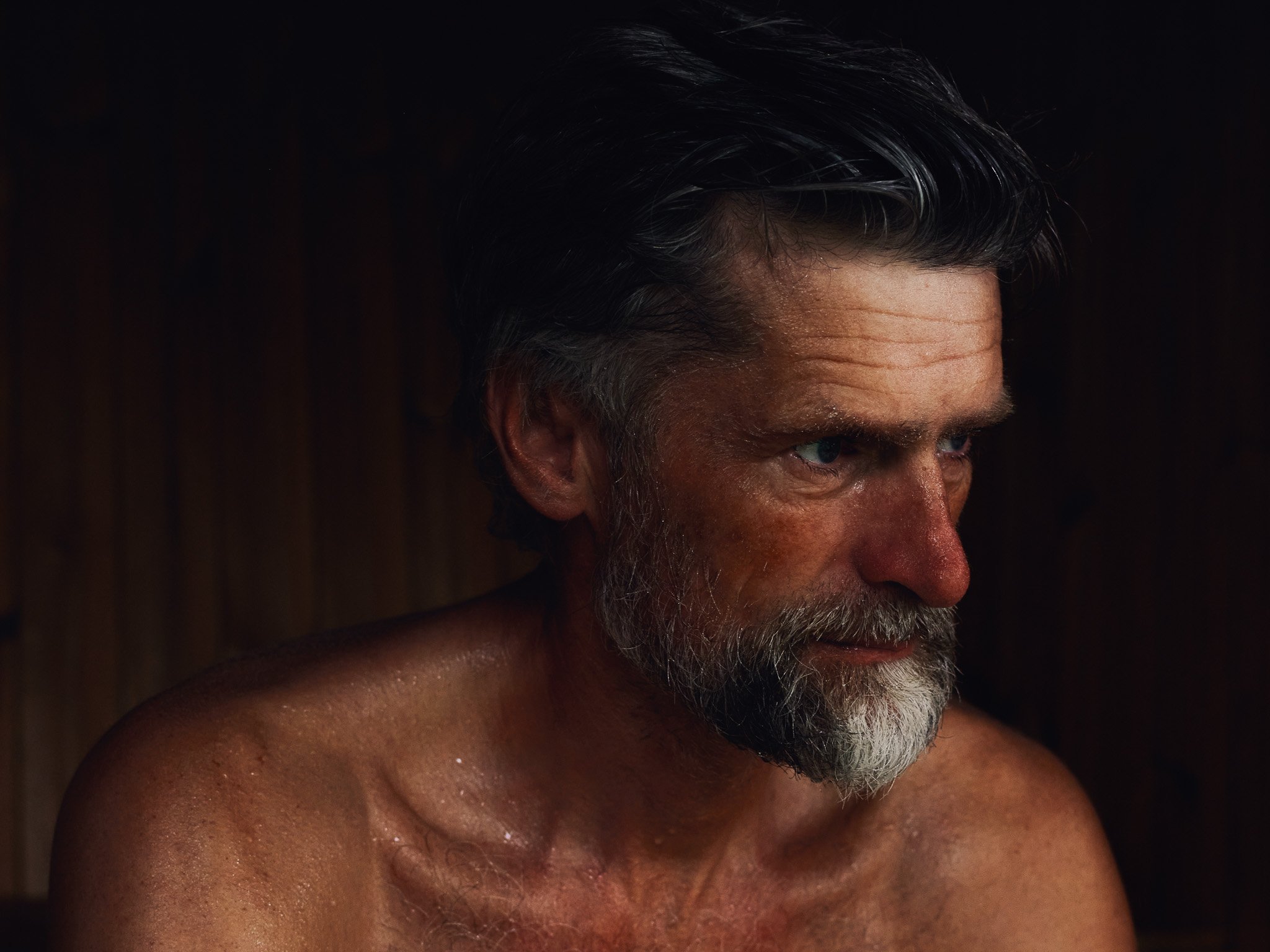 Striking portrait of celebrity European alpinist