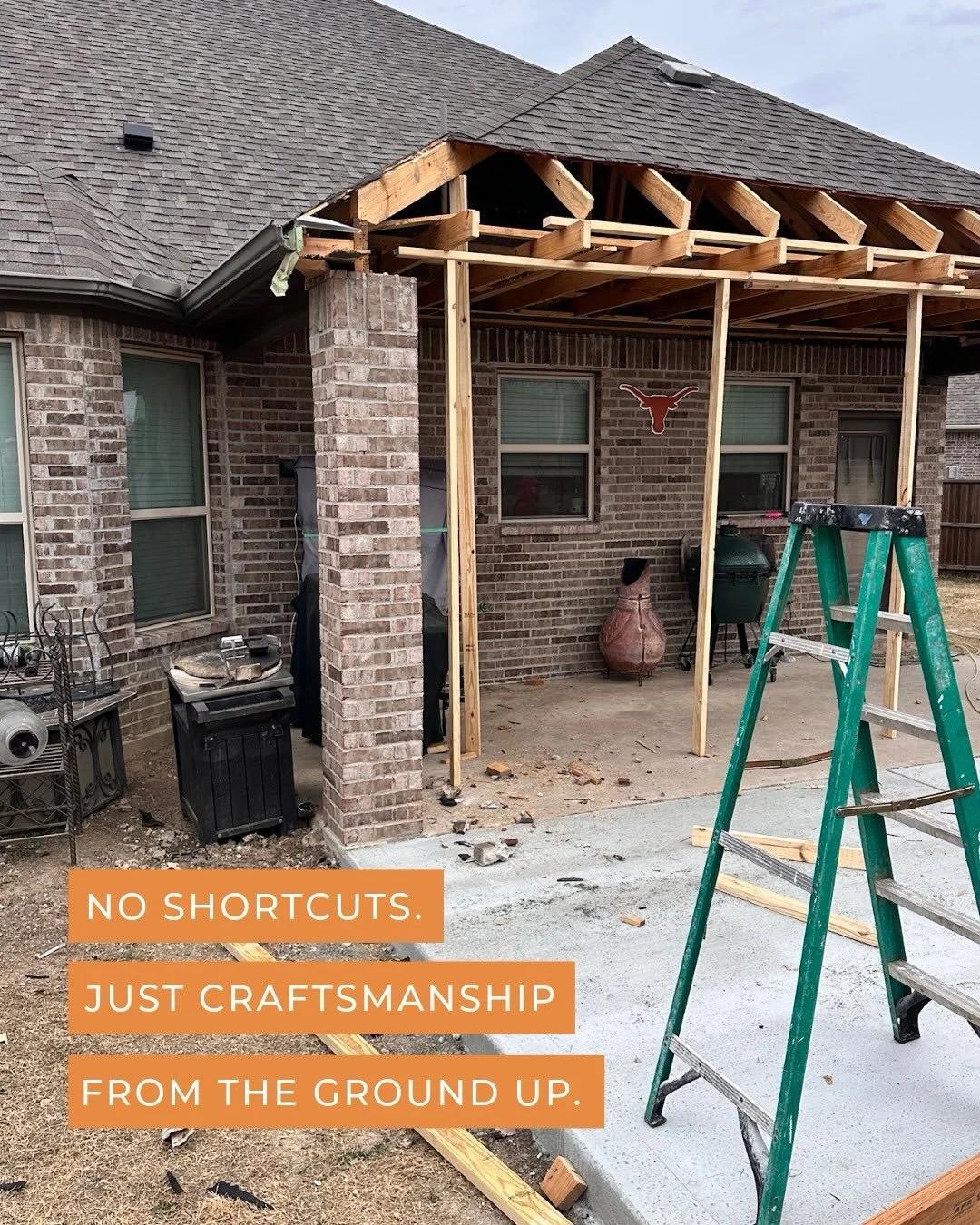 The magic doesn&rsquo;t happen overnight, but this is where it starts to show. 🛠️☺️ We&rsquo;re in the framing phase of this patio project, and you can already feel it coming together. No shortcuts, no guesswork- just intentional, built-to-last work