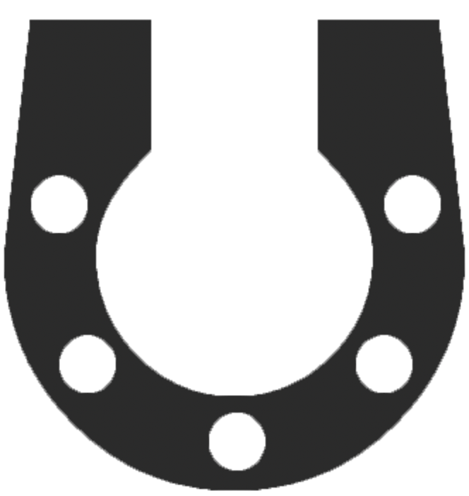 Black and grey illustration of a horseshoe magnet.