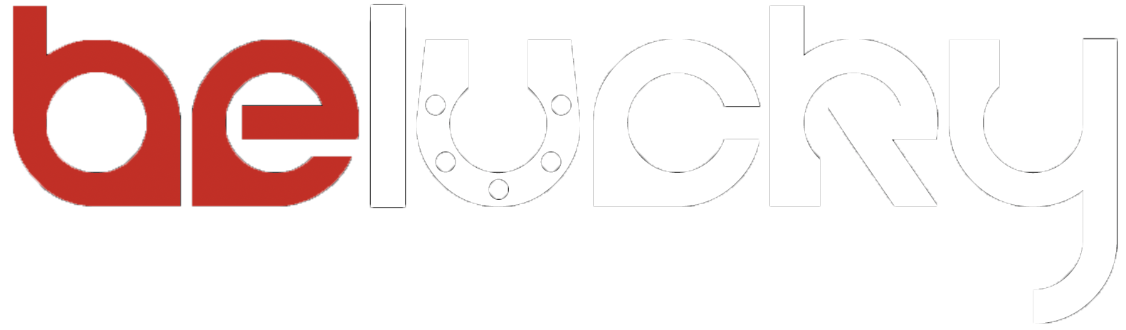 A colorful logo with the words 'be lucky' written in lowercase stylized letters, featuring a horseshoe in the center of the letter 'u'.