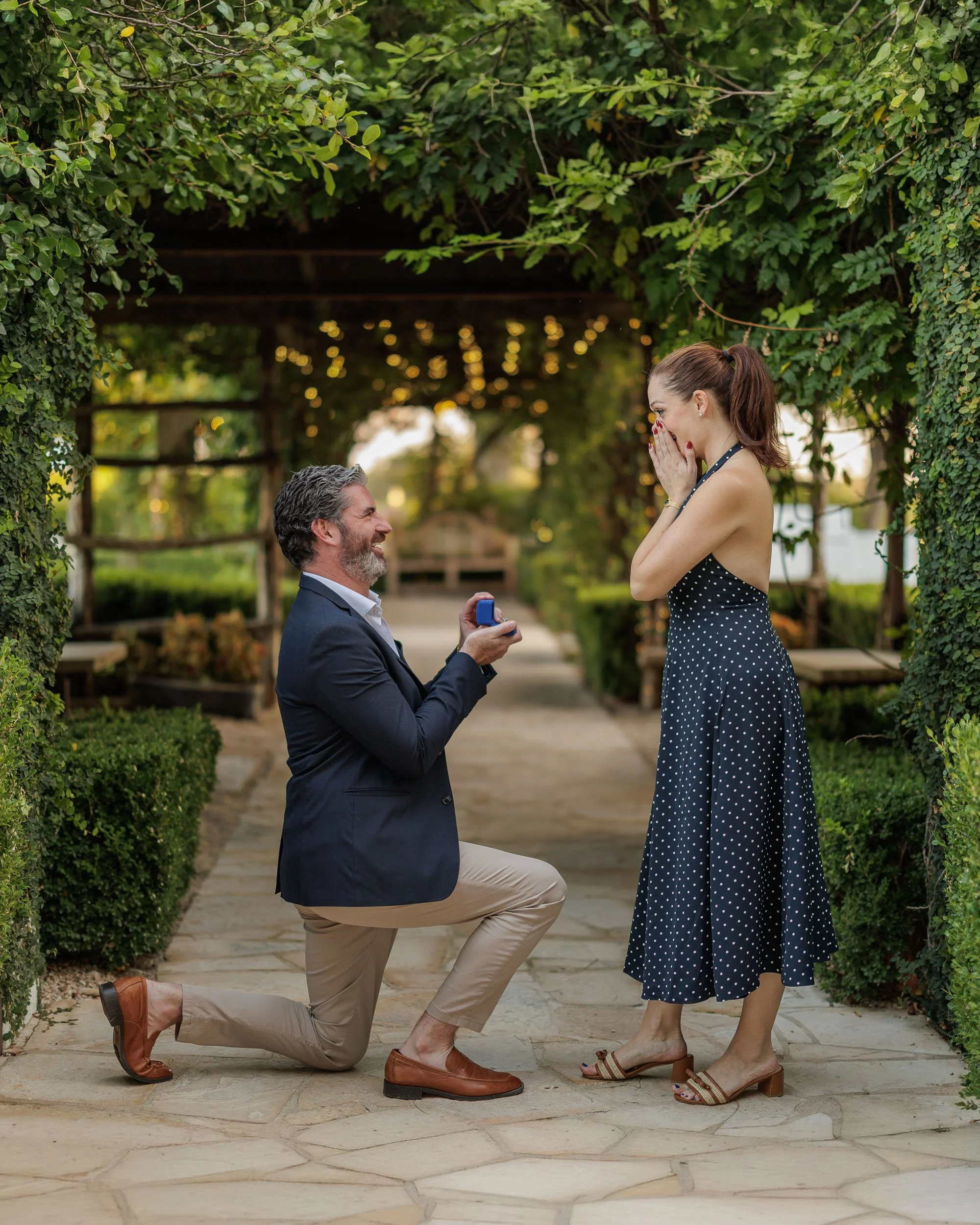 Detail shot of the ring on a coupe celebrating their Engagement Session at Signor Vinyards in Fredericksburg Texas