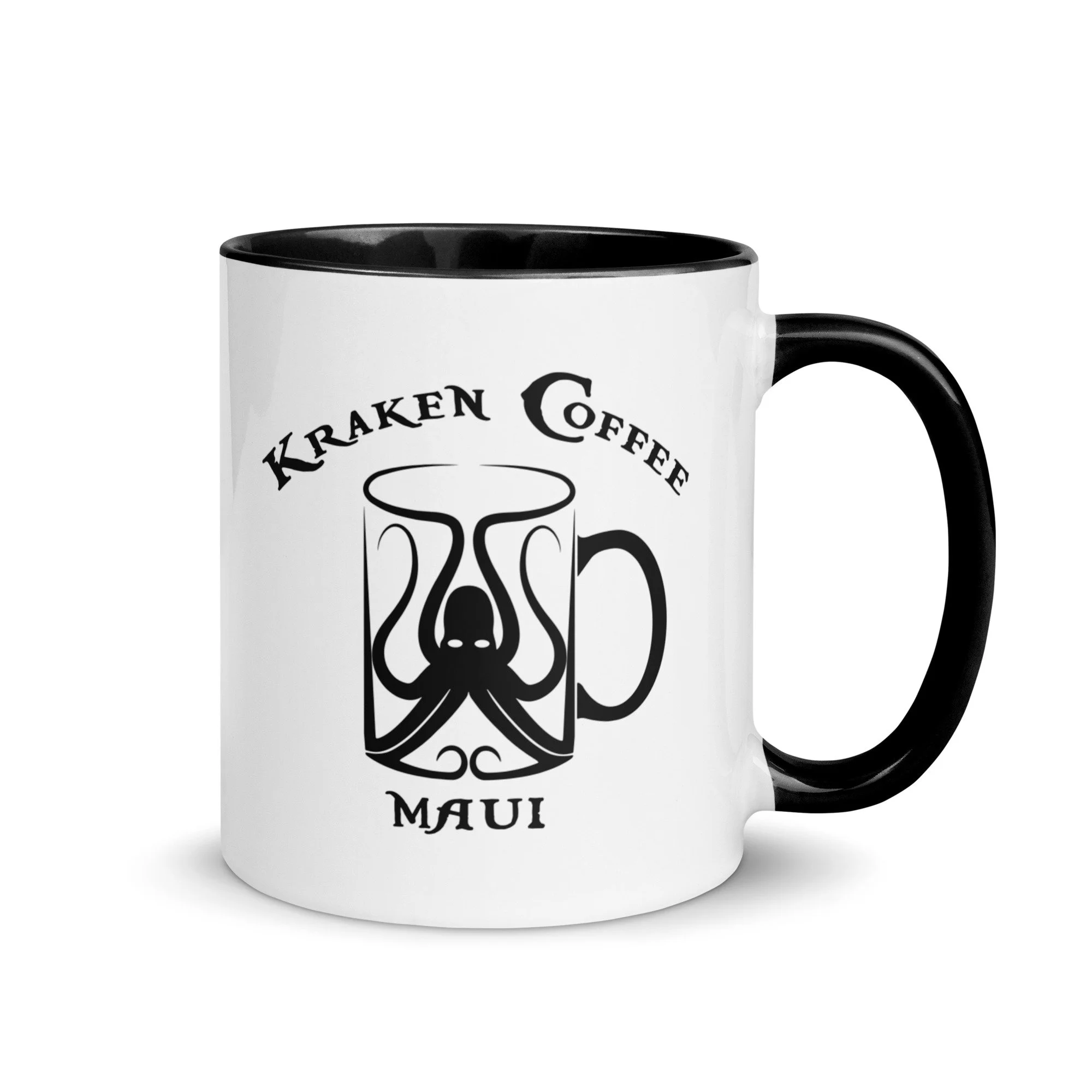Black Kraken Logo Mug with Color Inside