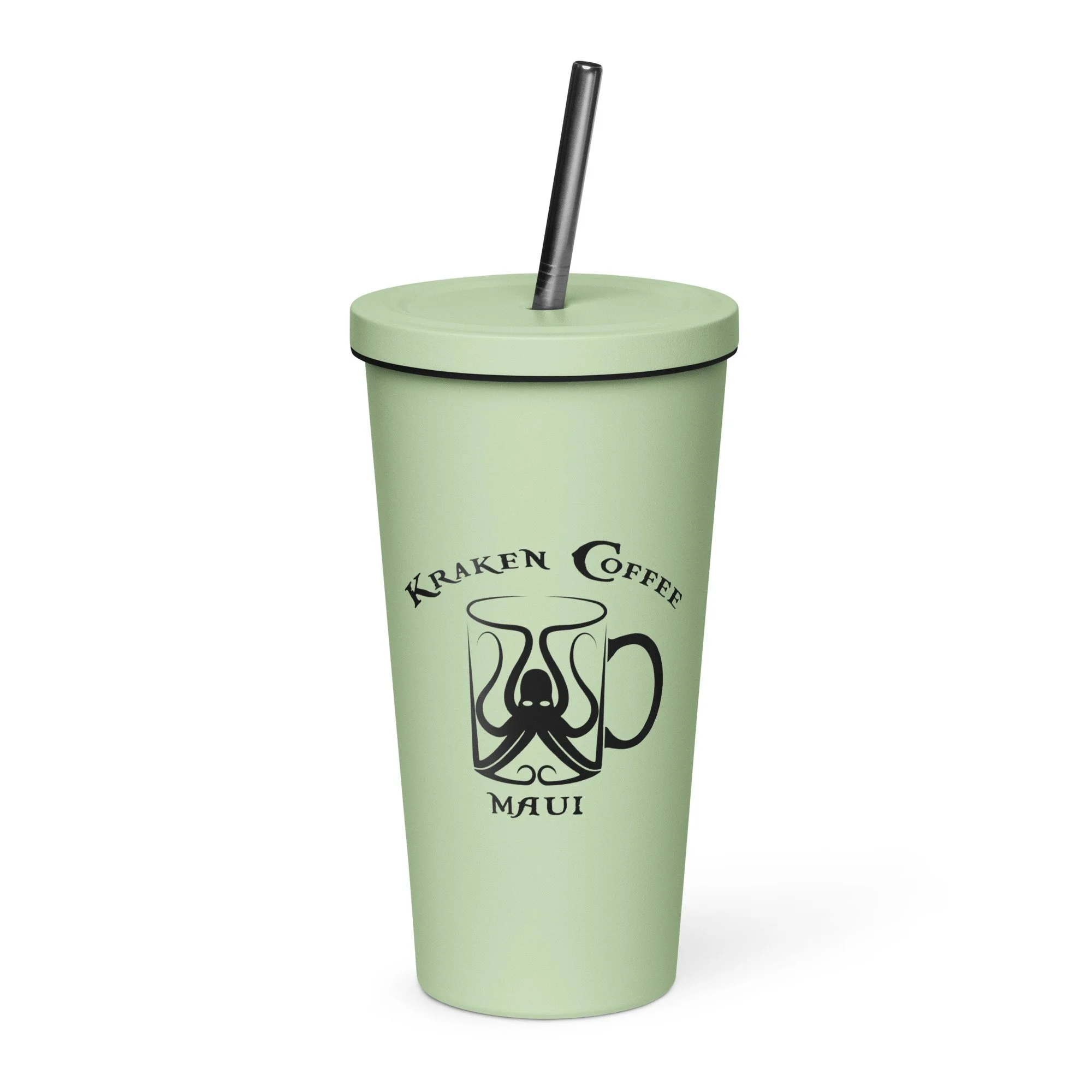 Black Kraken Logo Insulated tumbler with a straw