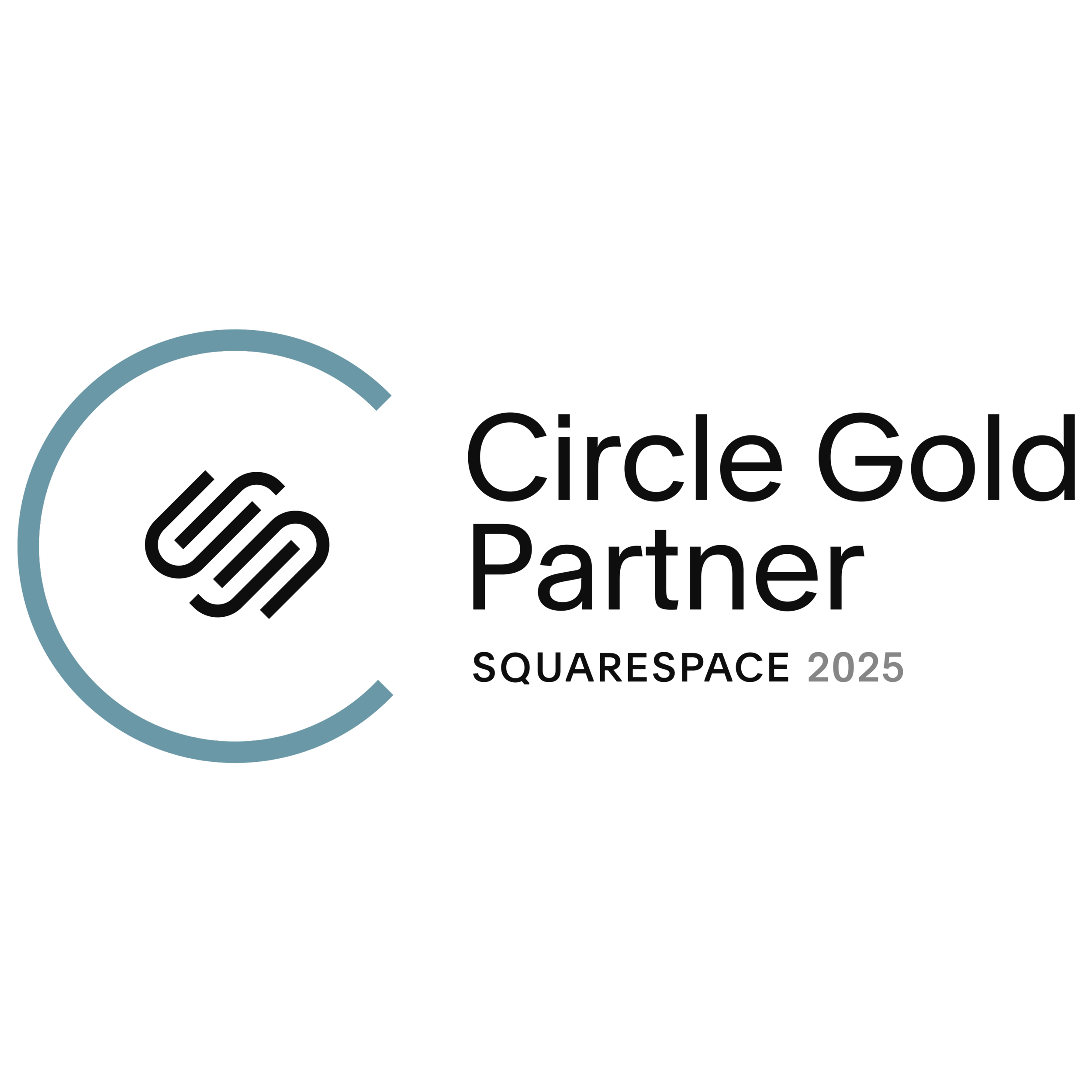 Circle Gold Partner logo for Squarespace 2025, with a stylized 'C' outline and interlocked lines inside.