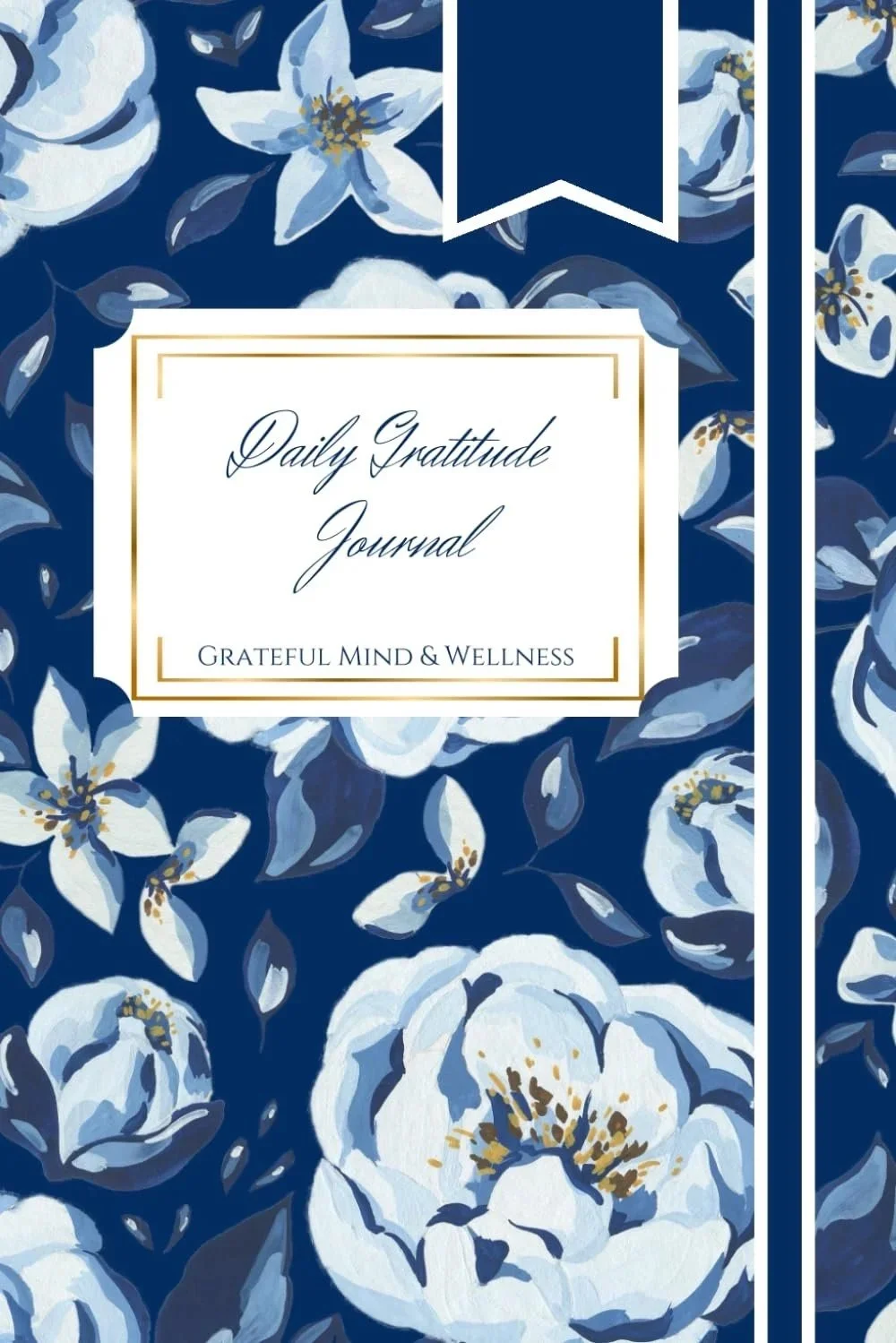 Gratitude Journal Navy Blue with Florals