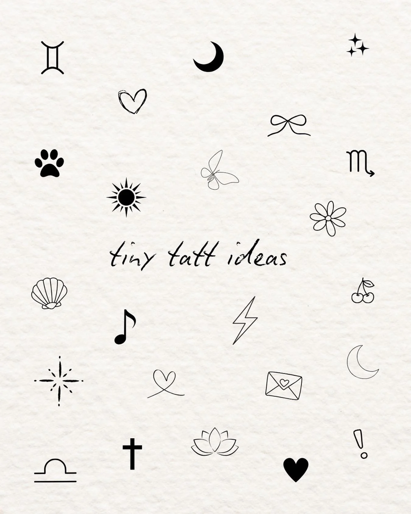 Big ideas for your next tiny tattoo! 👀  Which one will you choose? 🐾🖤🎶☆☽

#TinyTattoos #FineLineTattoosCheshire #TinyTattooIdeas