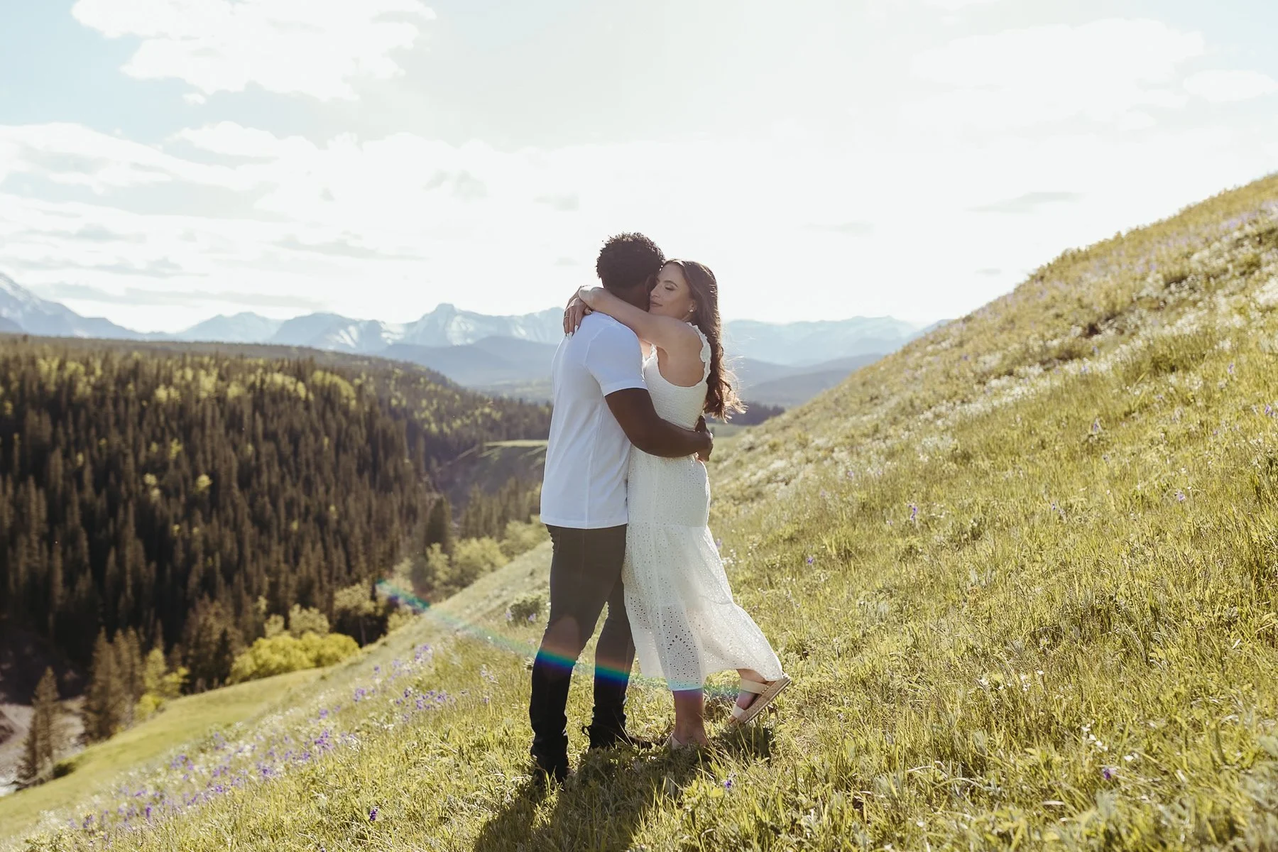 Candid Summer Engagement Session at Bighorn Lookout in Kananaskis