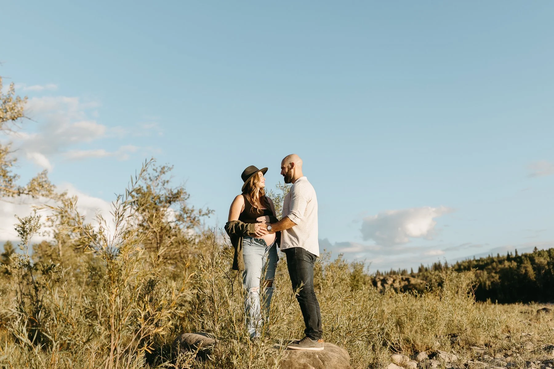 Summer Maternity Session by the Bow River in Calgary