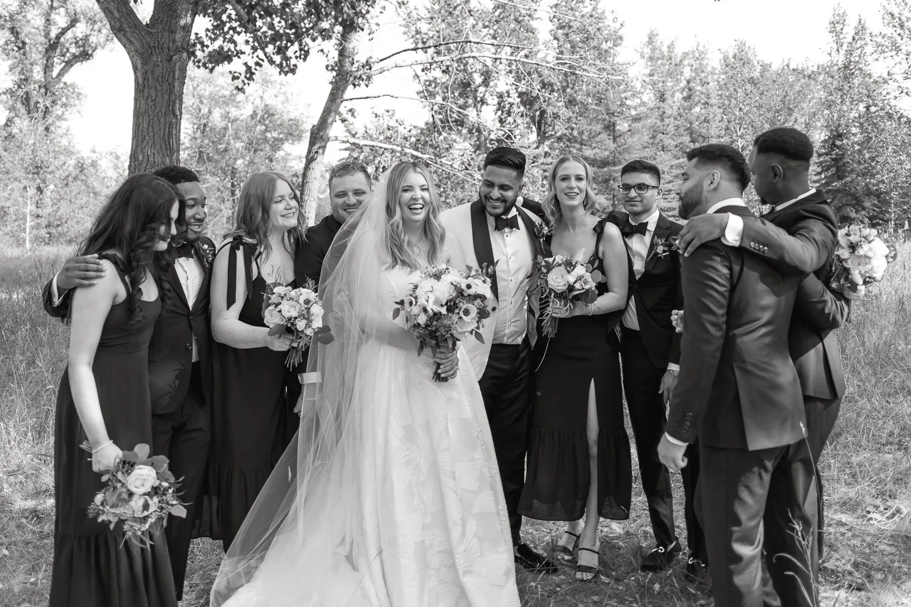 Candid bridal party photo