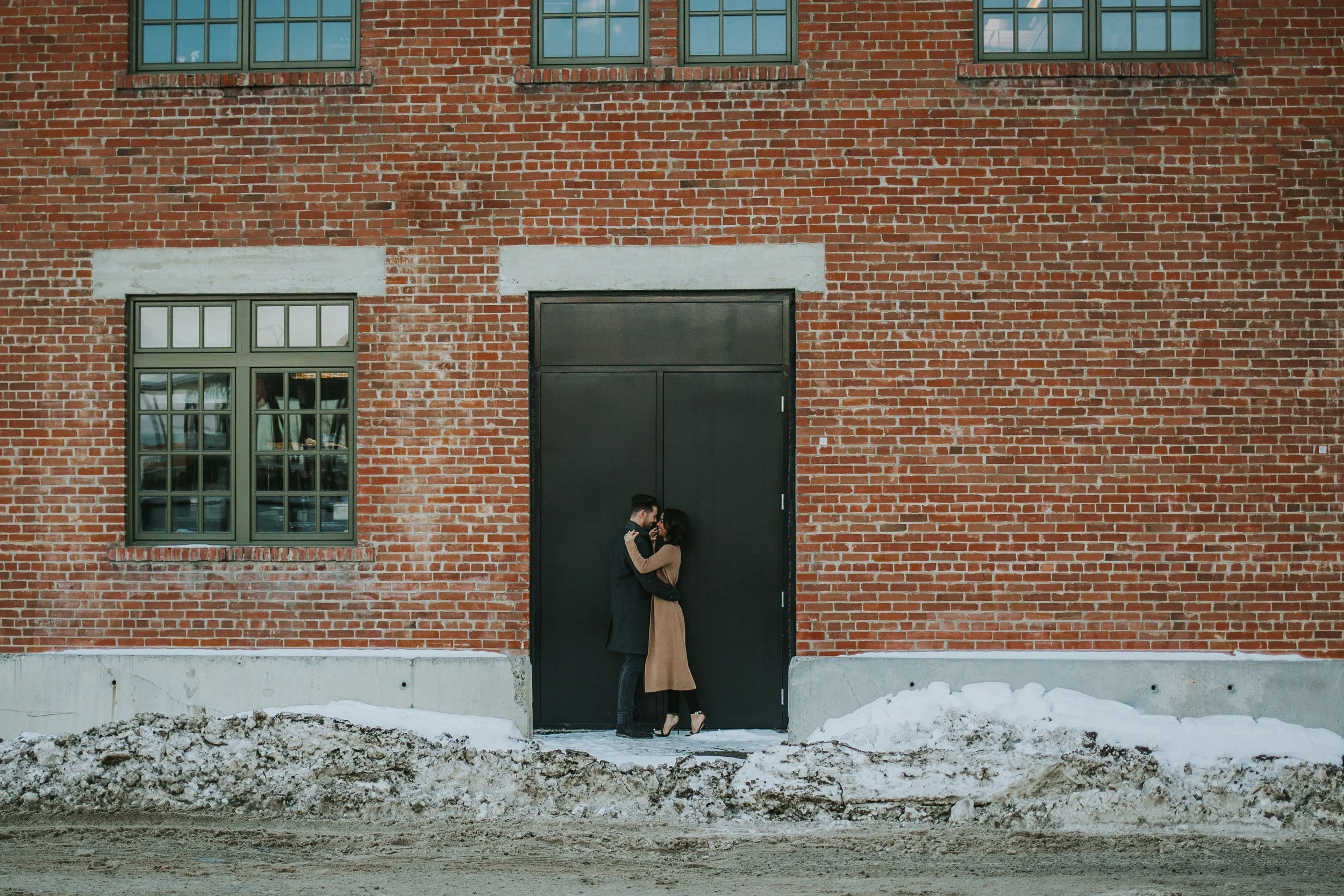 Calgary East Village winter engagement session