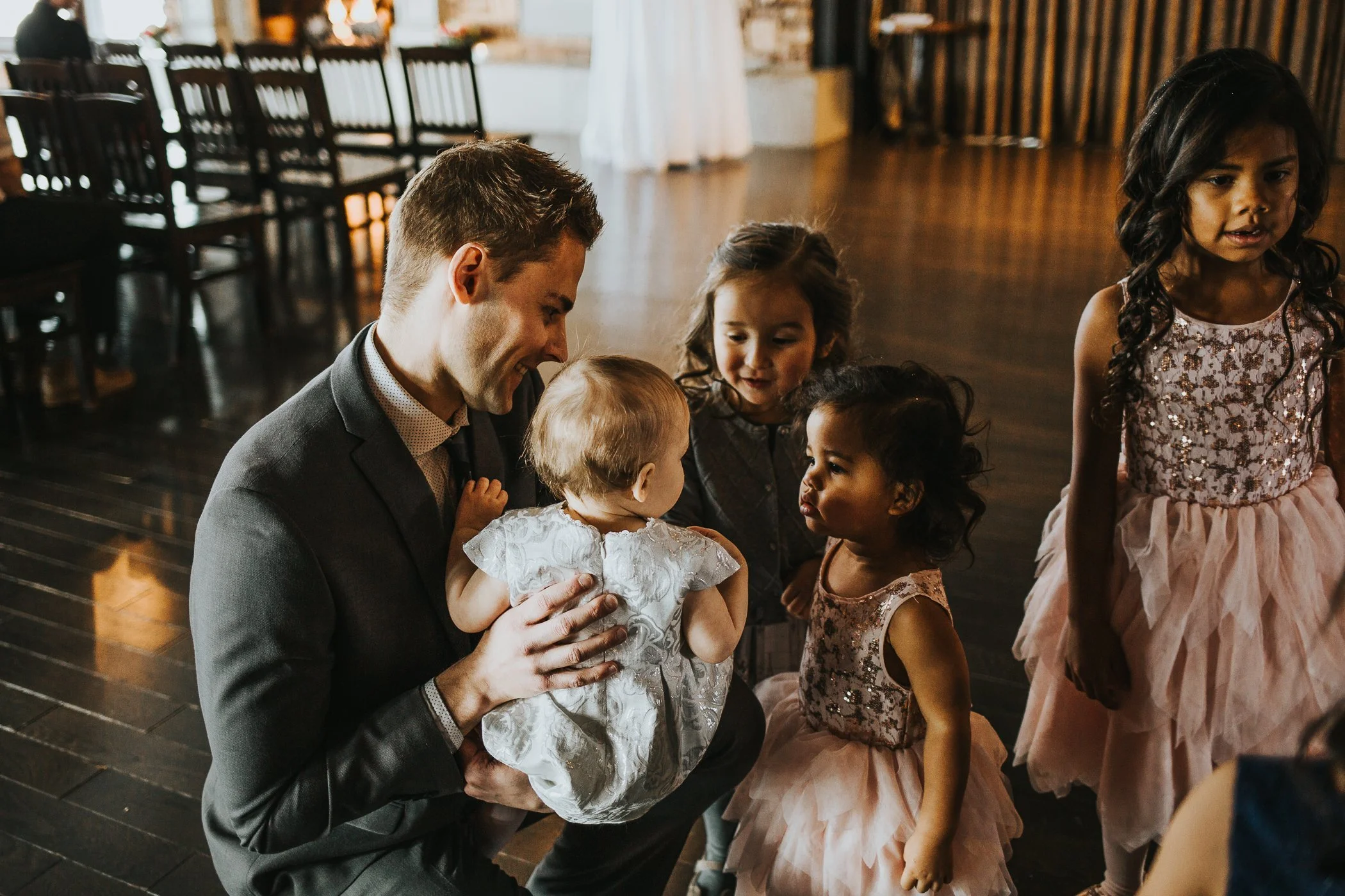 Wedding guests at Calgary Alberta winter wedding The Lake House