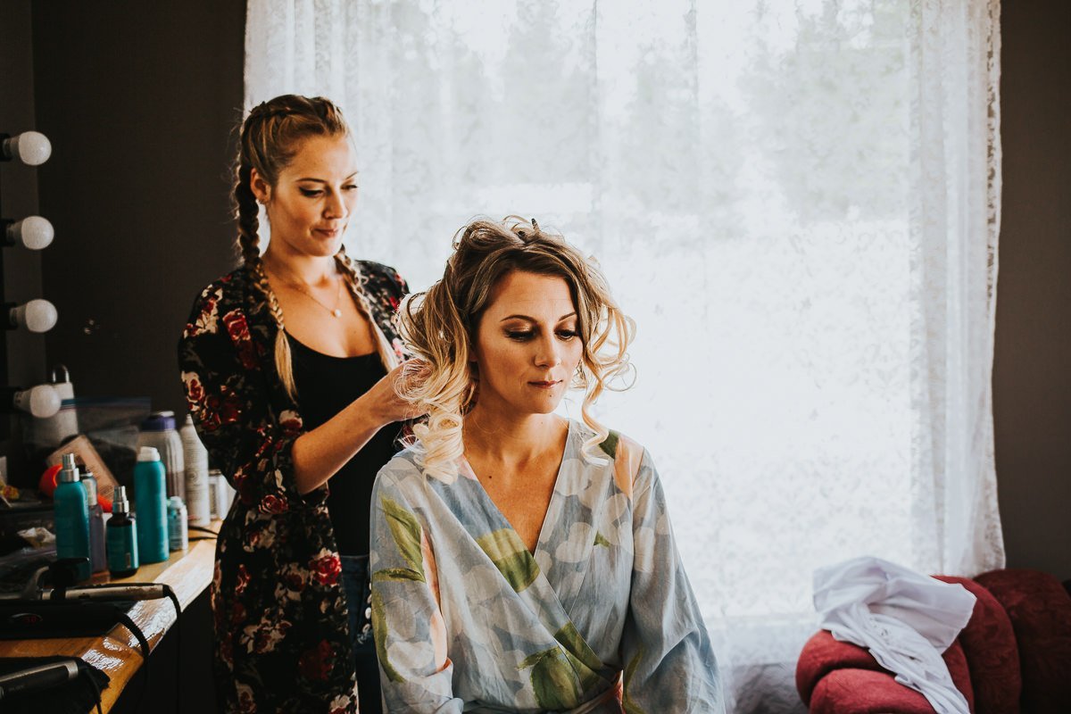 Bride getting ready Shylynn Ranch wedding