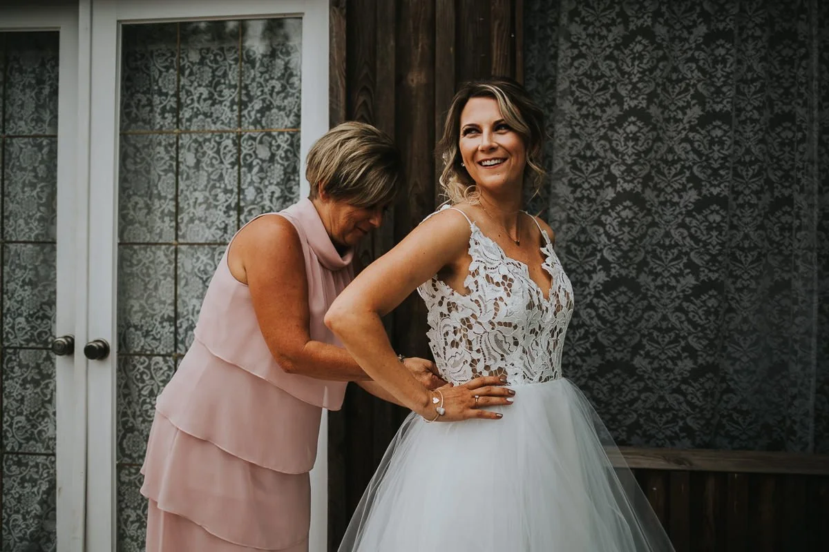 Bride getting ready Blush by Hailey Paige lace boho dress 