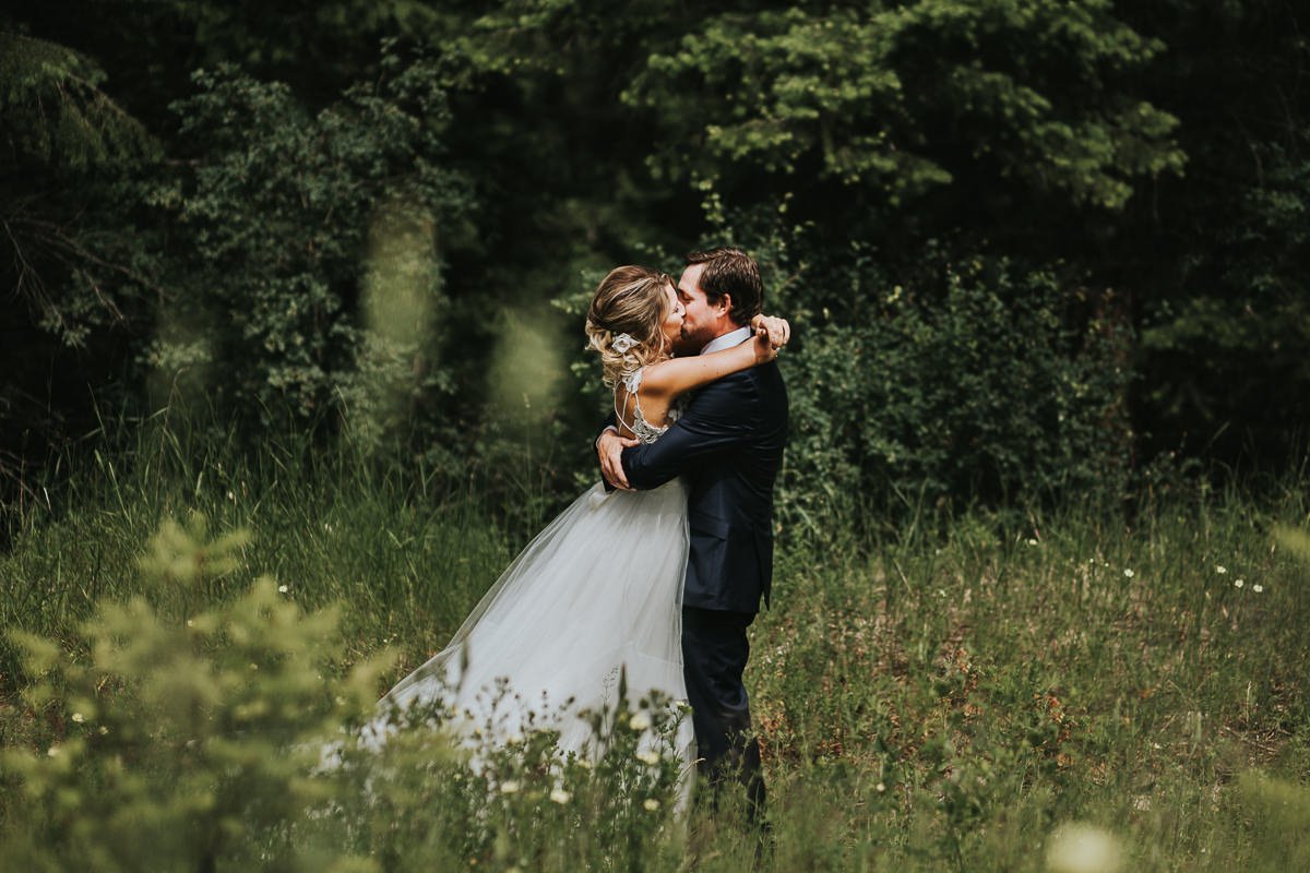 Bride and groom first look boho rustic Calgary Alberta ranch wedding