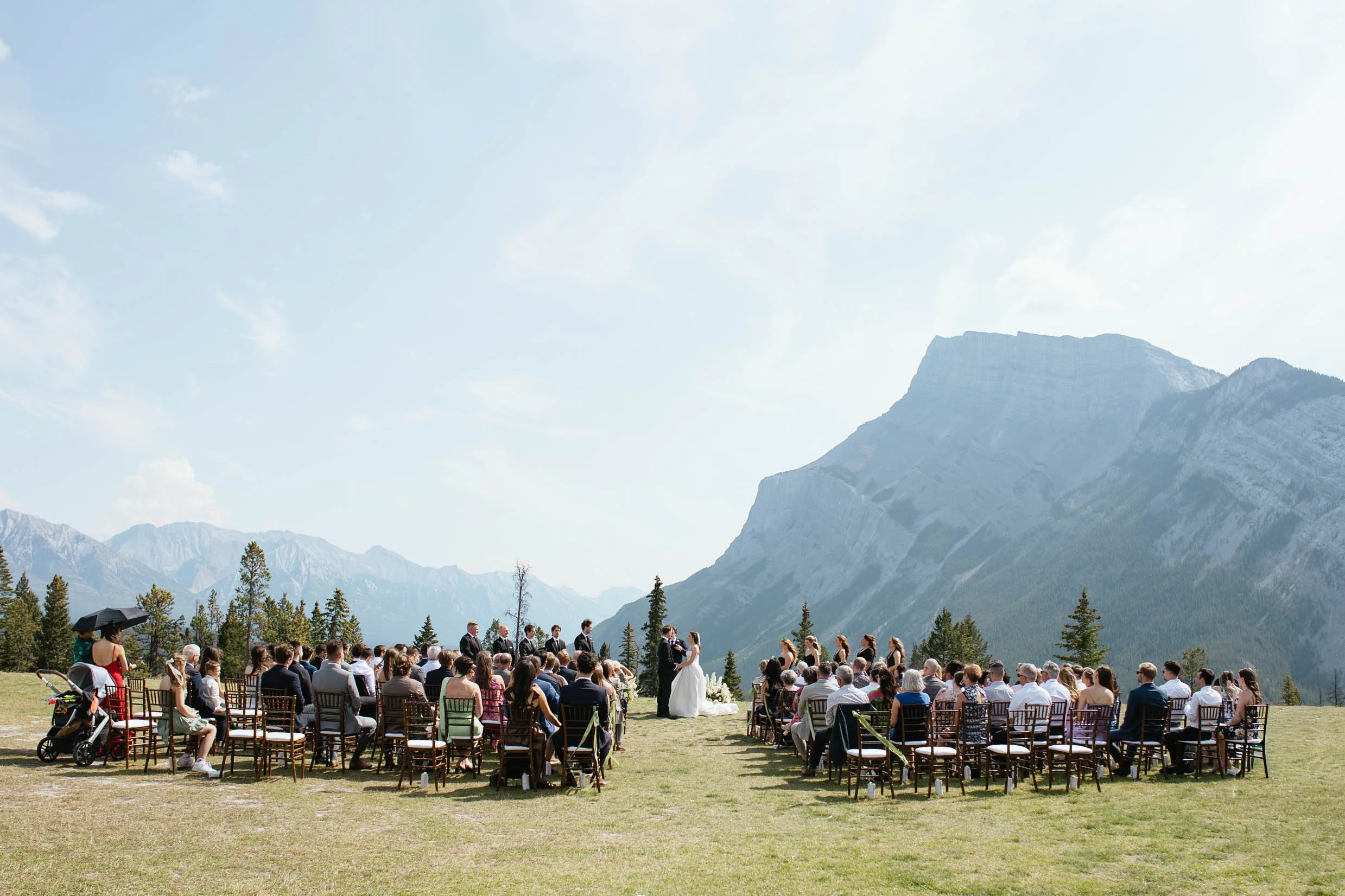 Mountain wedding ceremony at Tunnel Mountain in Banff