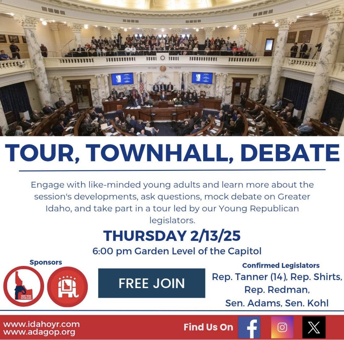 CAPITOL TOUR, LEGISLATIVE TOWNHALL, DEBATE ON THE HOUSE FLOOR!