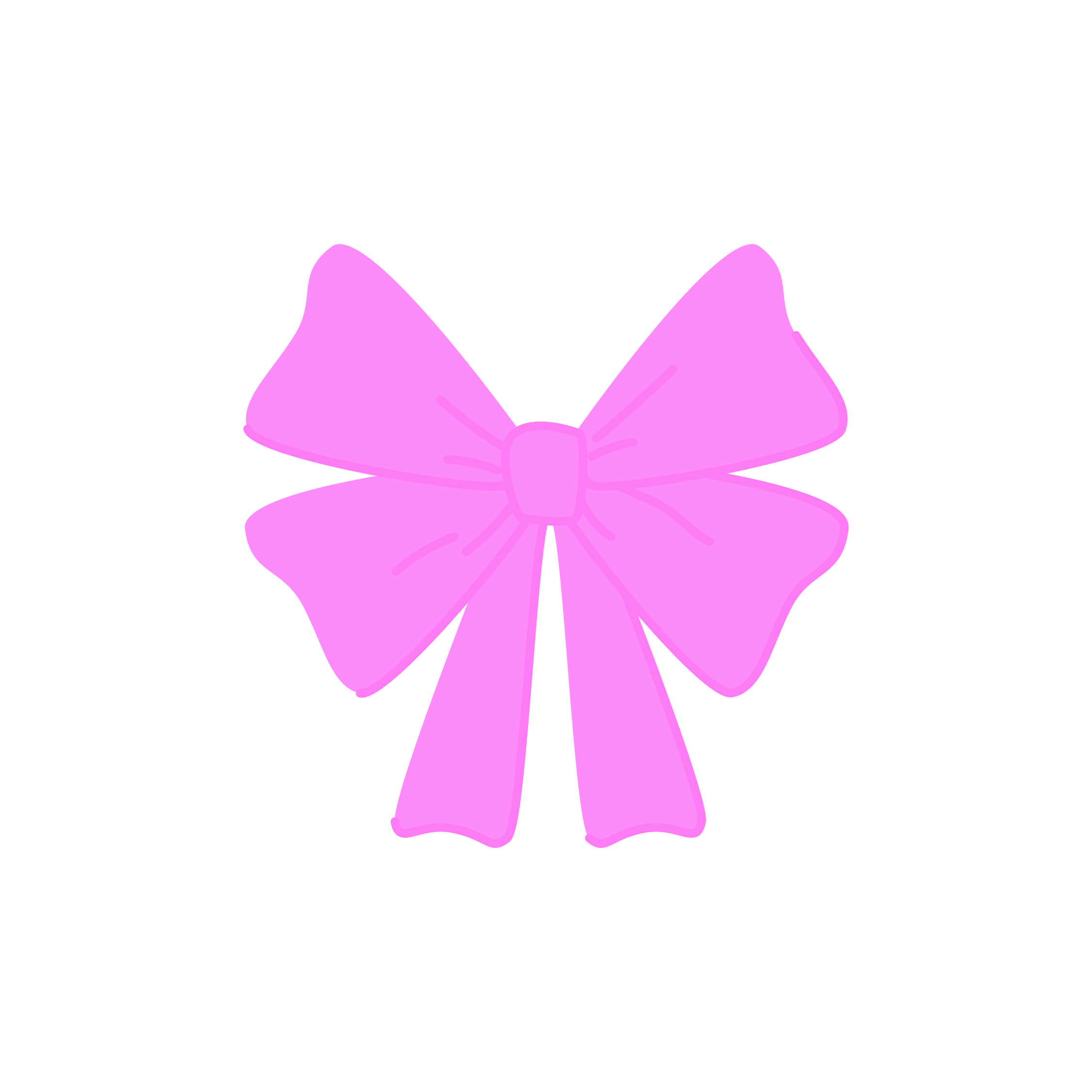 Pink decorative bow with ribbon on a black background.