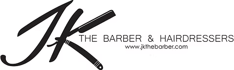 Logo for JK The Barber & Hairdressers with a comb illustration