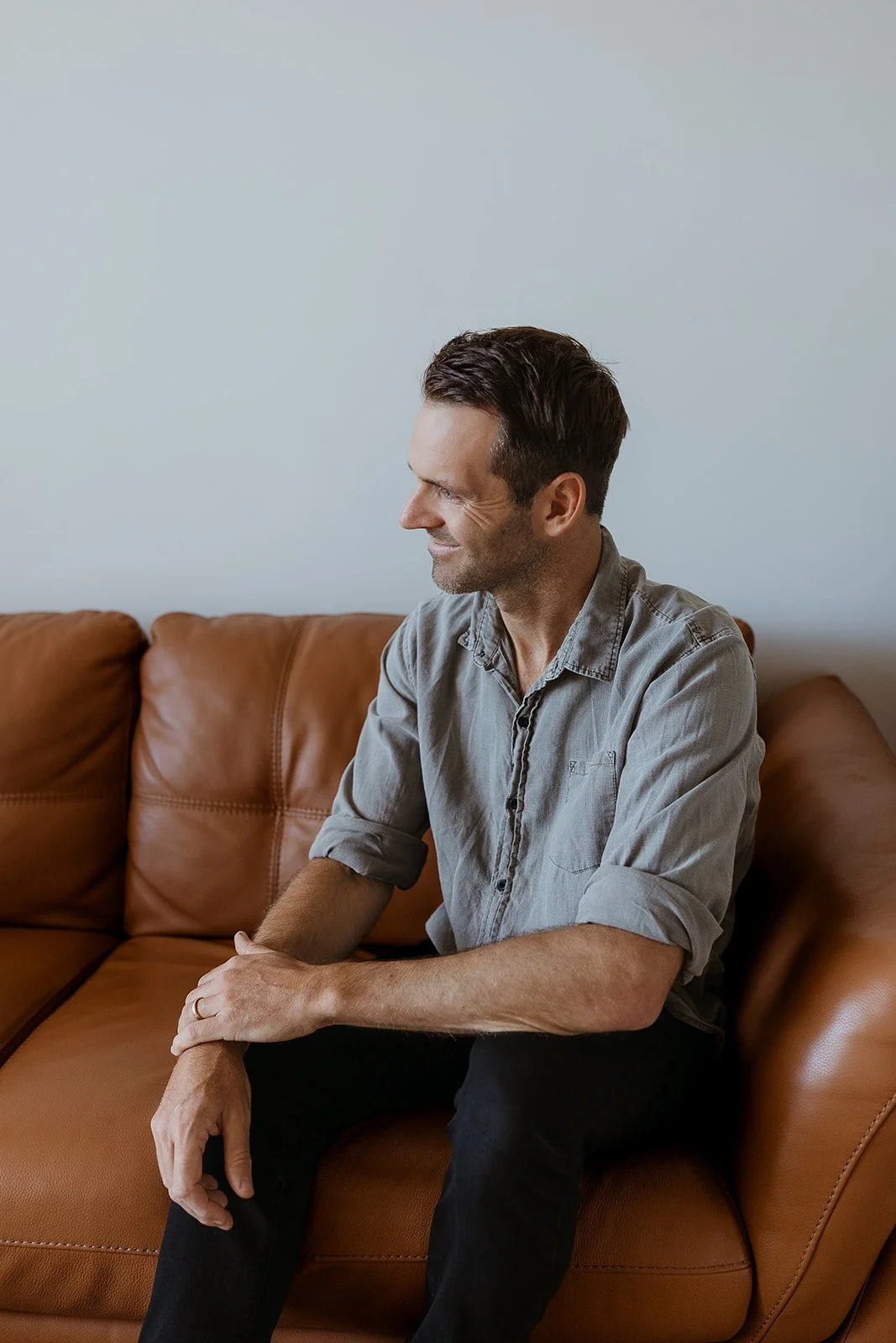 Person experiencing relief from anxiety therapy