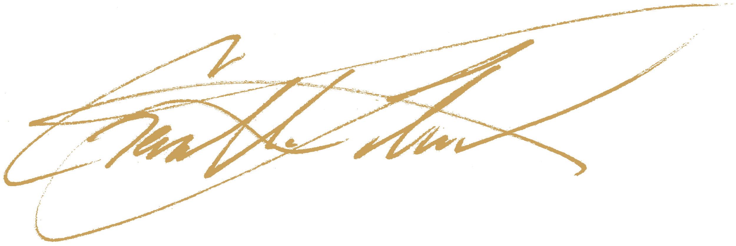 Gold signature-style text on black background.  It is the author's signature