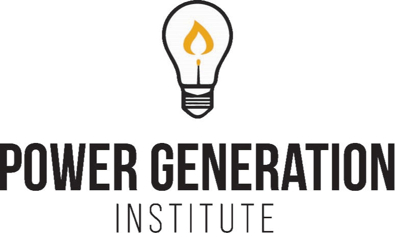 Logo of Power Generation Institute featuring a light bulb with a flame inside.