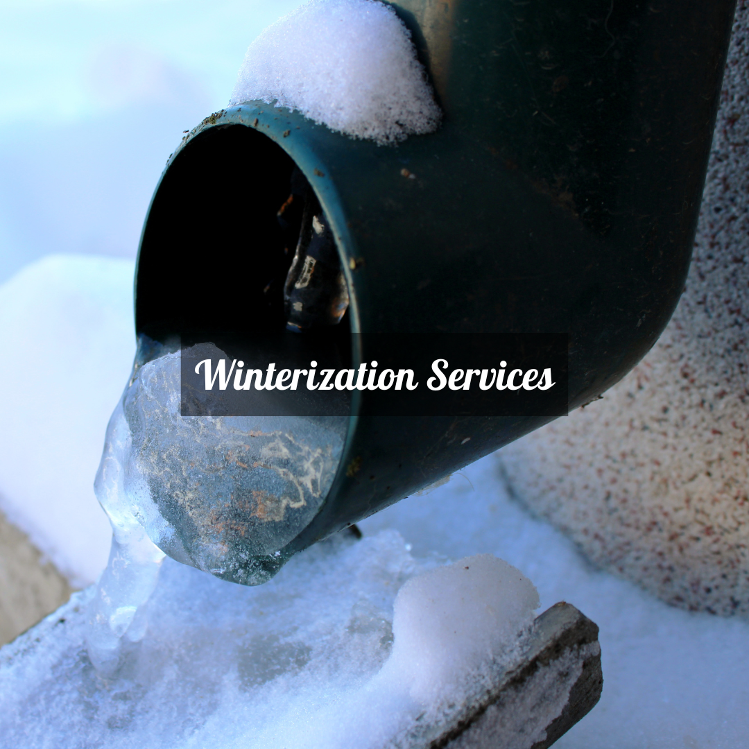 Winterization services including blowouts, water feature cleaning, and shut-offs