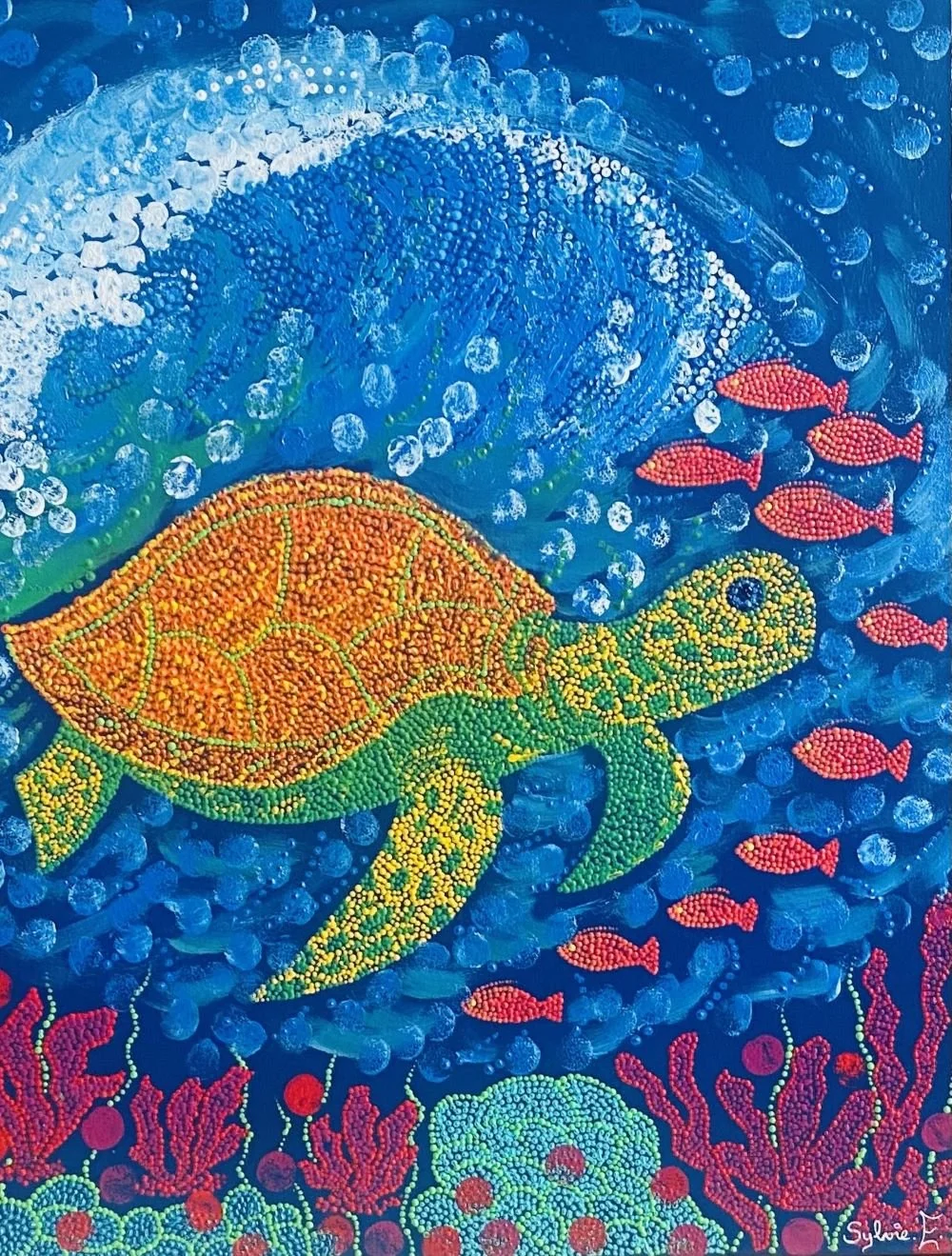 TORTUE - 54 X 65 cms Peinture acrylique sur châssis toile