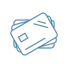 Stack of blue credit cards.