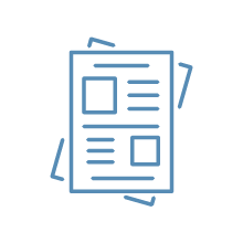 Icon of a newspaper or magazine with text and image placeholders.