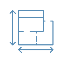 Line drawing of a floor plan with labeled dimensions, showing rooms and walls.