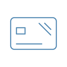 Icon of a payment card with a signature line, date field, and magnetic strip.