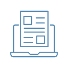 Outline of a newspaper on a laptop screen.