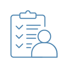 Checklist on a clipboard with a person icon next to it