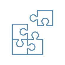 Four interconnected jigsaw puzzle pieces