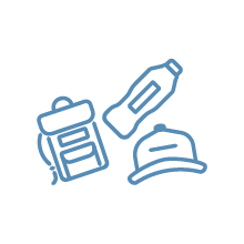 Outline drawing of promotional merchandise.