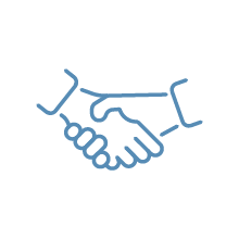 Illustration of two hands shaking.