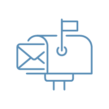 Mailbox with an envelope in front of it