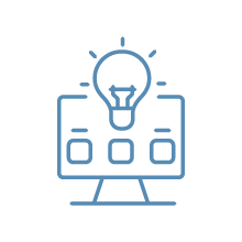 Digital illustration of a computer monitor with a light bulb icon on the screen, symbolizing ideas or innovation.