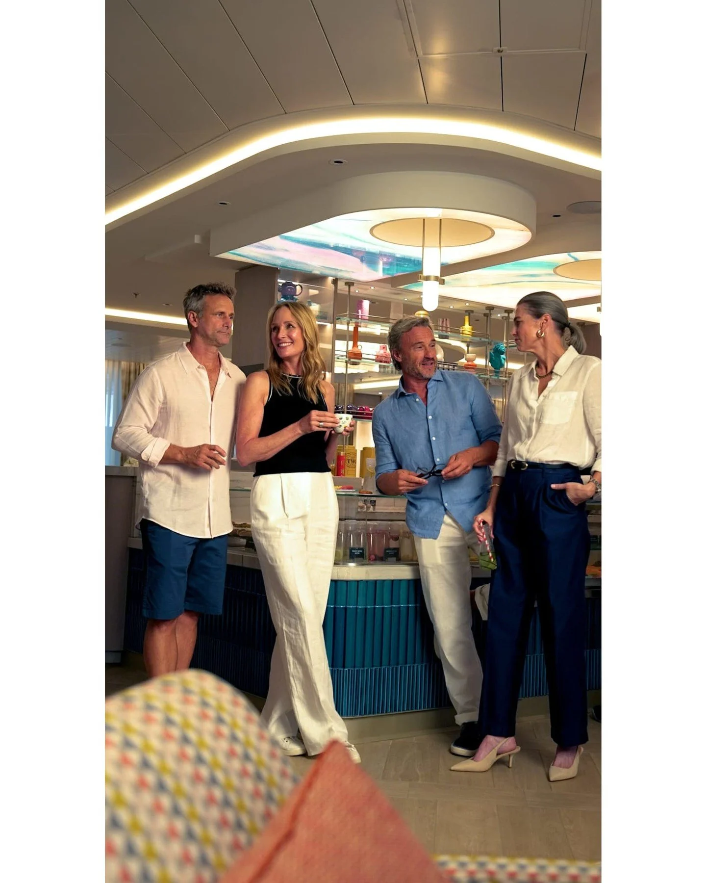 Where's the best place to meet on a Silversea ship?
Here are a few places guests seem to find each other again and again.

Pool deck at sunset: the light turns gold, the sea breeze picks up, and someone always says, "One more before dinner&rdquo