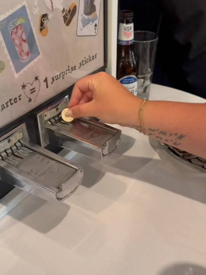 had so much fun designing these custom stickers for the sweetest couple this weekend 🖤💛 i love! watching guests line up to use the machine and it&rsquo;s so much fun to see everyone&rsquo;s reactions 

a huge thank you to the newlyweds for letting 