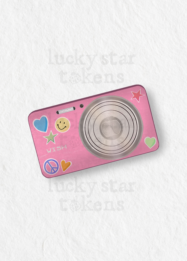 Pink Wish Digital Camera with Y2K Stickers