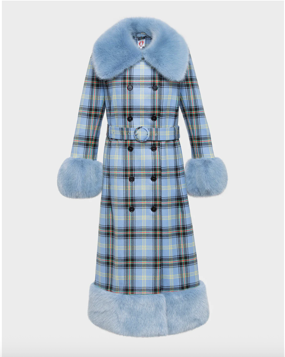 Shrimps River Coat in Blue Tartan