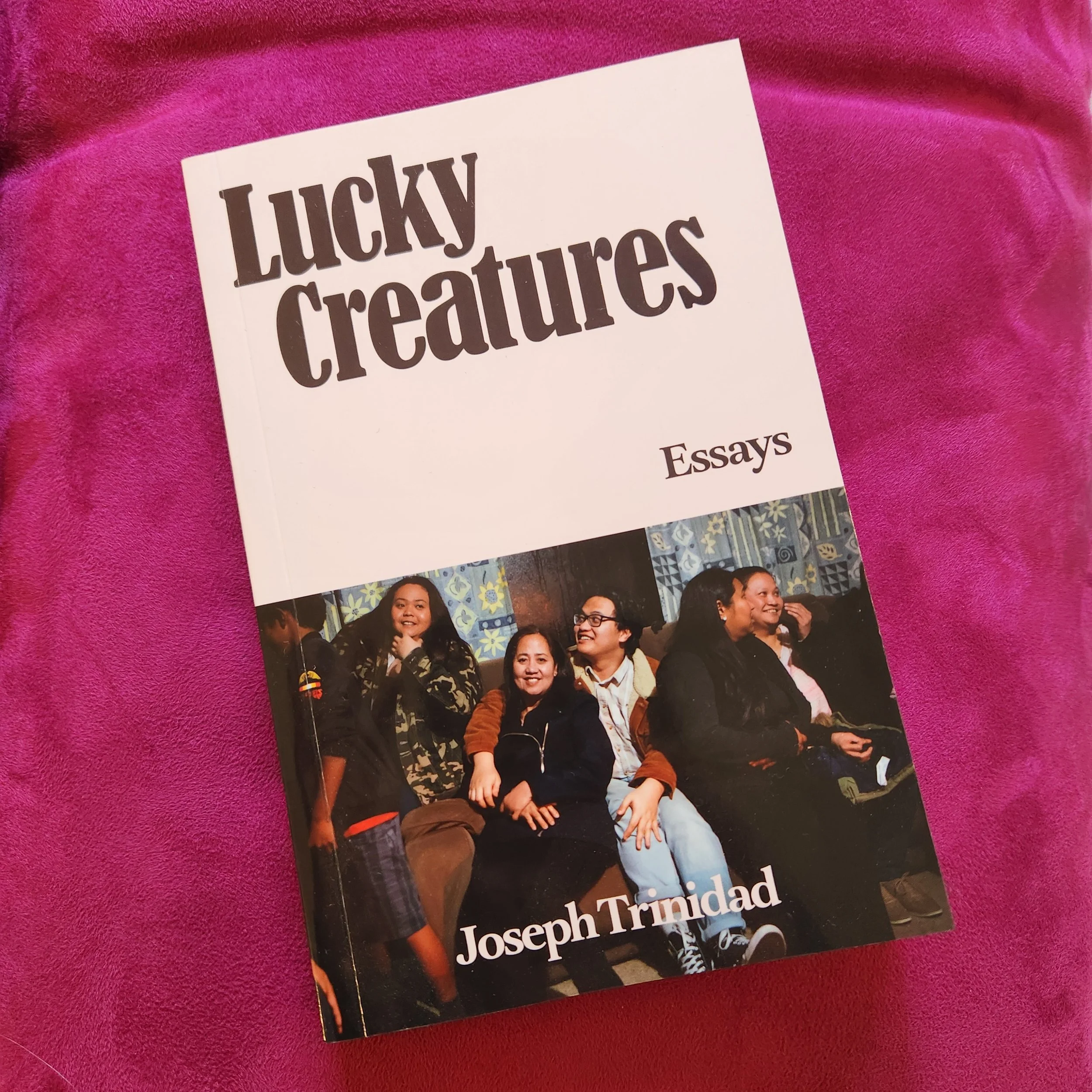 I can't stop talking about this book 📖

Joseph Trinidad's Lucky Creatures is an absolute standout debut essay collection ✨

From my review:
'This is what happens when you&rsquo;ve been away from the place you&rsquo;re from: time changes it, and you 