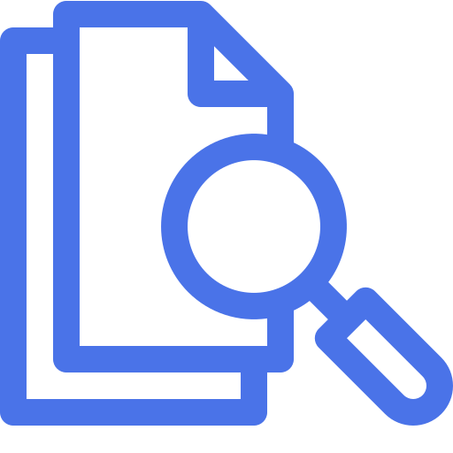 A document icon with a magnifying glass overlay, symbolizing searching or analyzing a file.