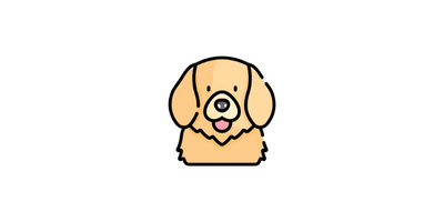 Cute cartoon dog with floppy ears and a pink tongue sticking out