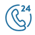Phone call icon with a 24-hour service indicator