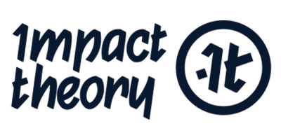 Impact Theory logo with stylized text and circular emblem